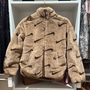 Nike Tan Fleece Puffer Jacket